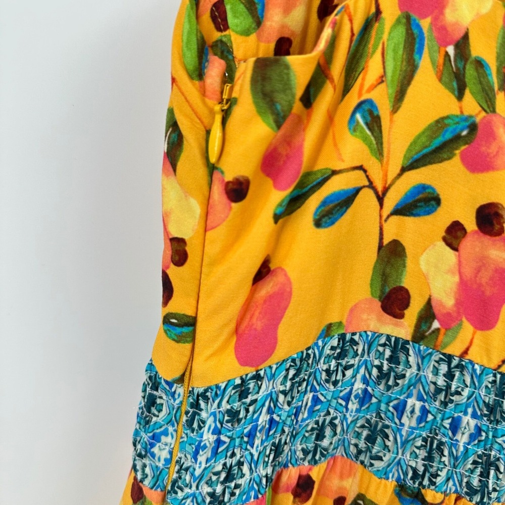 Farm Rio for Anthropologie Anjou Maxi Dress Size 2‎ Tiered Padded Cup READ - Picture 12 of 16